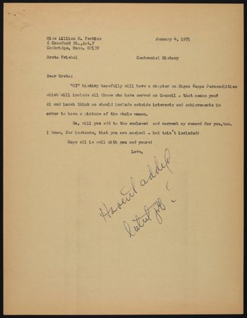 Lillian Perkins to Greta Friebel Letter, January 4, 1971