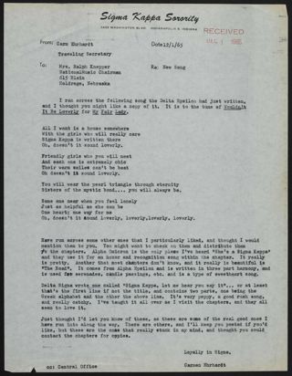 Carmen Ehrhardt to Paula Knepper Letter, December 1, 1965