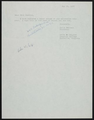 Sally Heilman to Lillian Perkins Letter, May 30, 1968