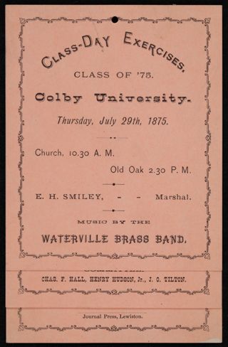 Colby University Class of '75 Class Day Exercises Program, July 29, 1875