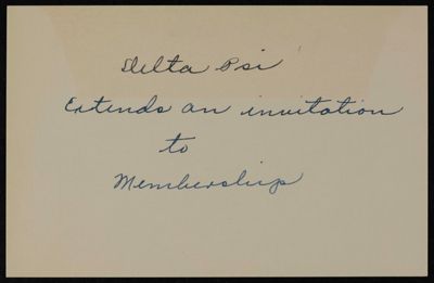 Delta Psi Sorority Membership Invitation, c. 1920-1930