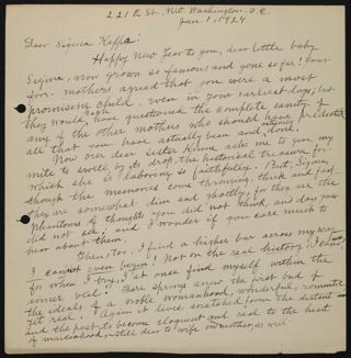 Frances Mann Hall to Sigma Kappa Letter, January 1, 1924