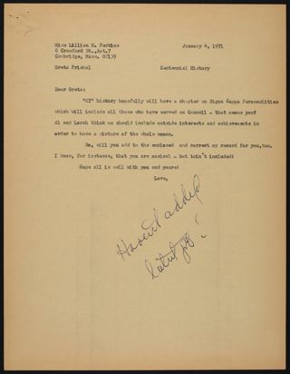 Lillian Perkins to Greta Friebel Letter, January 4, 1971