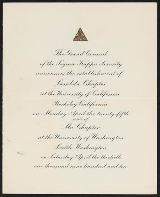 Establishment of Lambda and Mu Chapters Announcement, April 1910