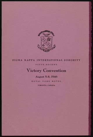 Sigma Kappa International Sorority Fifty-Second Victory Convention Program, August 5-8, 1946