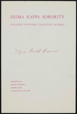 College Officers Training School Program, August 23-25, 1957