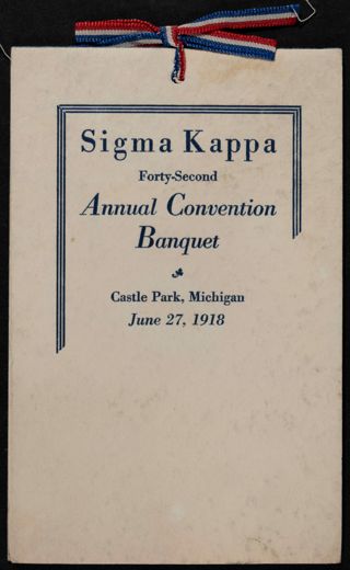 Sigma Kappa Forty-Second Annual Convention Banquet Program, June 27, 1918