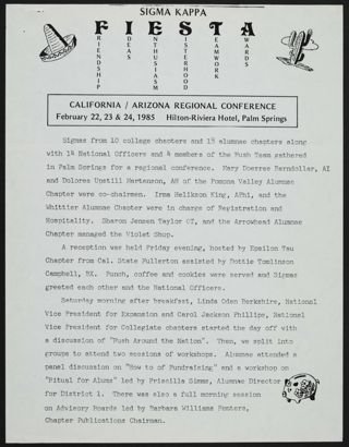 California/Arizona Regional Conference Report, February 22-24, 1985