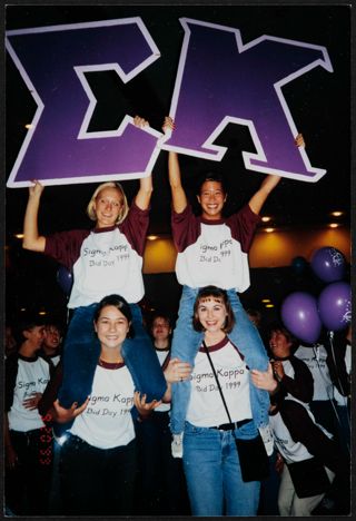 Four Theta Upsilon Chapter Members on Bid Day Photograph, September 1999