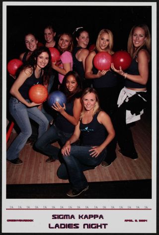 Nine Zeta Omicron Chapter Members Bowling on Ladies Night Photograph, April 3, 2004