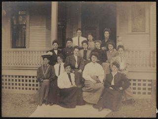 Epsilon Chapter Members Outside Chapter House Photograph, c. 1906