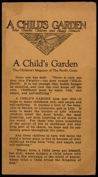 A Child's Garden: The Children's Magazine of the Pacific Coast Brochure