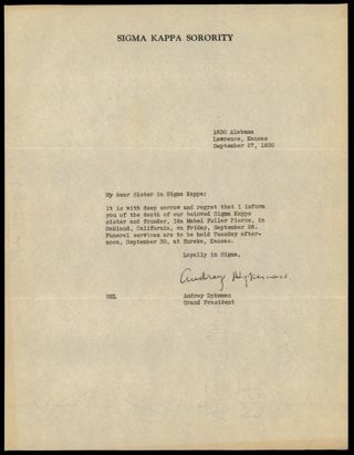 Audrey Dykeman to Sister in Sigma Kappa Letter 2, September 27, 1930