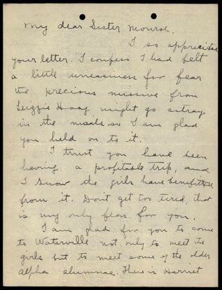 Grace M. Smith to Lorah S. Monroe Letter 1