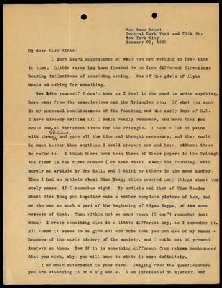 Louise H. Coburn to Emma E. Kinne Letter, January 29, 1923