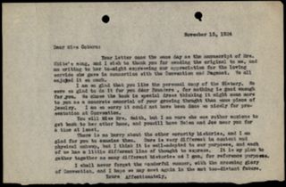 Emma E. Kinne to Louise H. Coburn Letter, November 15, 1924