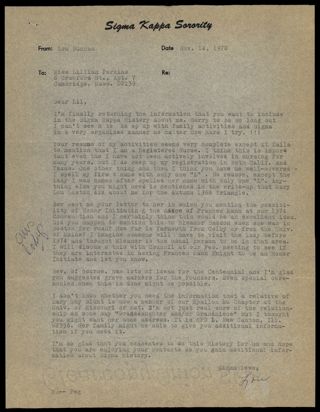 Louise M. Duncan to Lillian M. Perkins Letter, November 14, 1970