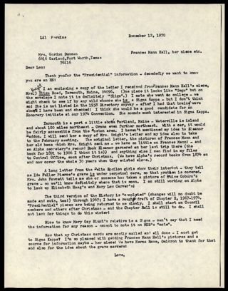 Lillian M. Perkins to Louise M. Duncan Letter, December 12, 1970