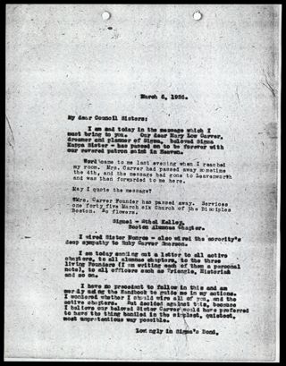 Ruth E. Litchen to Council Sisters Letter, March 6, 1926