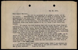 Emma E. Kinne to Ruby Emerson Letter, May 27, 1924