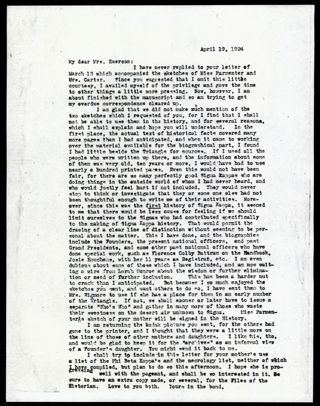 Emma E. Kinne to Ruby C. Emerson Letter, April 19, 1924