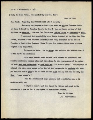 Ruby C. Emerson to Maude E. Hawkes Letter 1, November 23, 1957