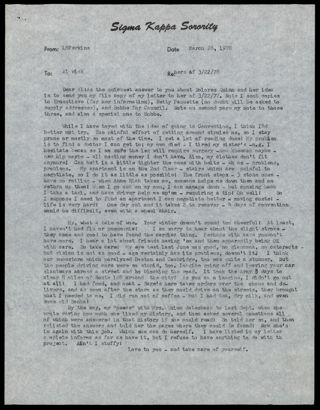 Lillian Perkins to Alice Wick Letter, March 28, 1978