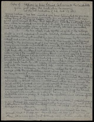 Address by Miss Louise Coburn Speech Handwritten 2, February 17, 1875