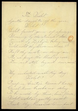 The Violet - Mrs. Freake Poem