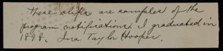 Ina Taylor Hooper Notes