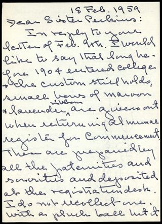 Mary C. Carter to Lillian M. Perkins Letter, February 18, 1959