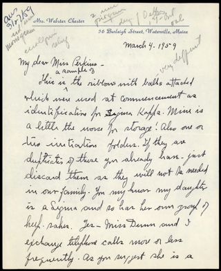 Edith M. Chester to Lillian M. Perkins Letter, March 4, 1959