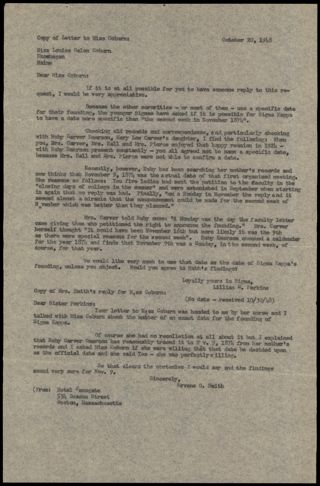 Lillian M. Perkins to Louise H. Corburn Letter, October 20, 1948