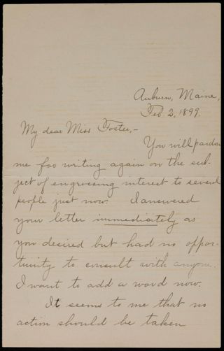 Helen R. Beede to Rachel J. Foster Letter, February 2, 1899