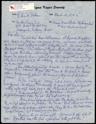 Lillian M. Perkins to Lois J. Vernon Letter 2, March 14, 1985