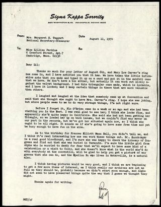 Margaret H. Taggart to Lillian M. Perkins Letter, August 11, 1970