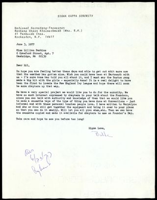 Barbara J. Kleinschmidt to Lillian M. Perkins Letter, June 3, 1977