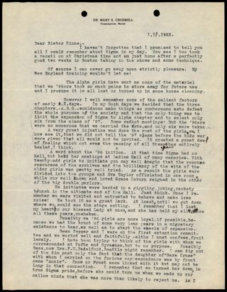 Mary S. Croswell to Emma E. Kinne Letter, January 1, 1922