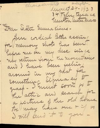 Annie P. Varney to Emma E. Kinne Letter, August 24, 1923