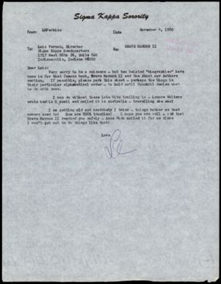 Lillian M. Perkins to Lois J. Vernon Letter, November 4, 1980