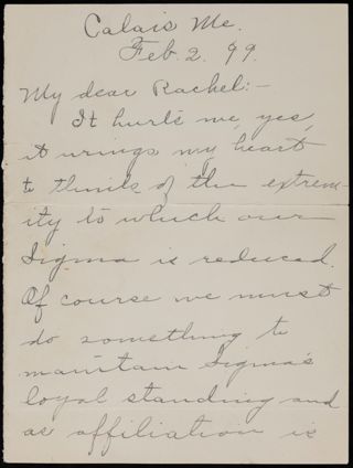 Caro L. Hoxie to Rachel J. Foster Letter, February 2, 1899