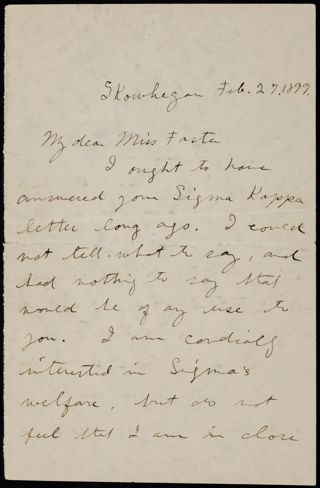 Louise H. Coburn to Rachel J. Foster Letter, February 27, 1899