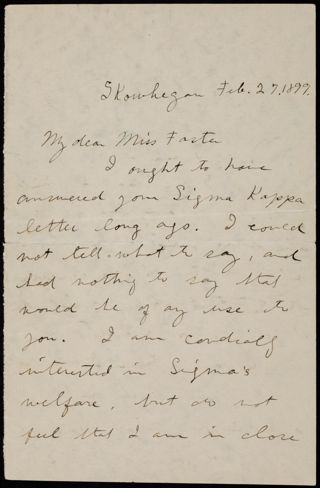 Louise H. Coburn to Rachel J. Foster Letter, February 27, 1899