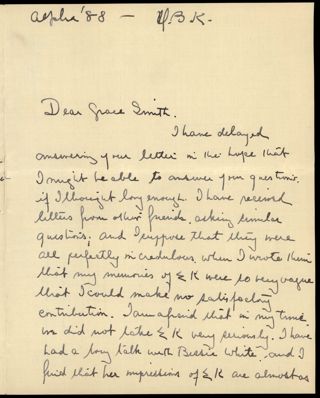 Mary F. Bradbury to Grace M. Smith Letter