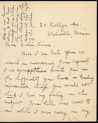 Jennie M. Smith to Emma E. Kinne Letter