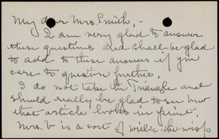 Minerva E. Leland to Grace M. Smith Letter