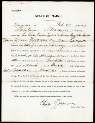 Sigma Kappa Incorporation Warrant, February 27, 1904