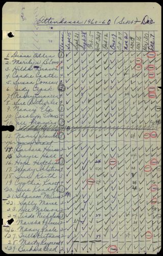 Attendance List, September 15-December 7, 1960