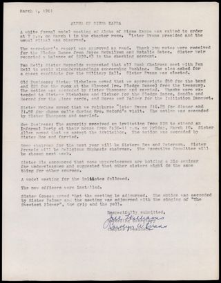 Alpha of Sigma Kappa Meeting Minutes, March 1, 1961