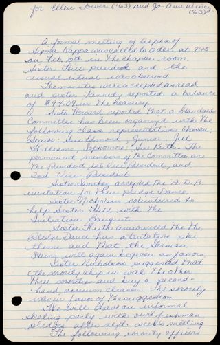 Formal Alpha Chapter Meeting Minutes, February 10, 1961